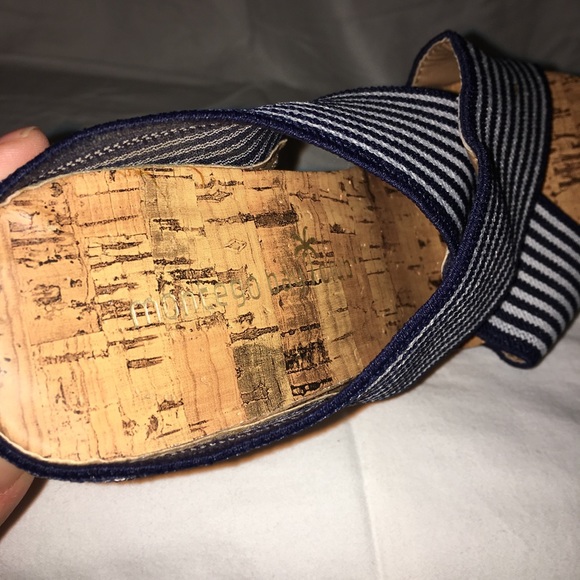 navy blue and white stripe wedge shoes - Picture 4 of 4